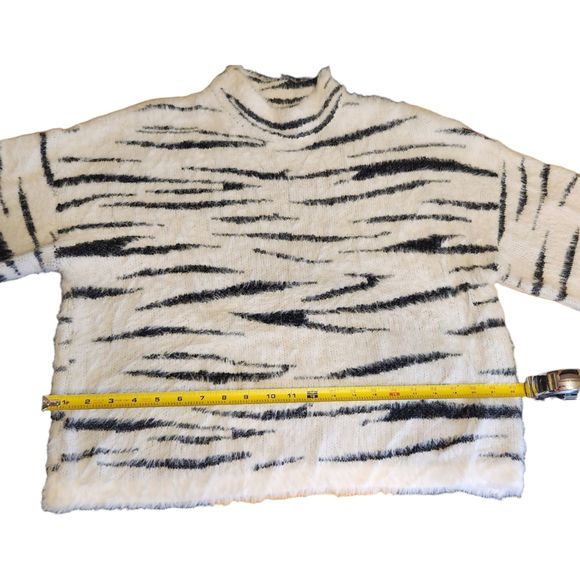 Zebra Sweater Mock Neck, Size Large - B My Story, Super Soft and Fuzzy - Picture 3 of 9